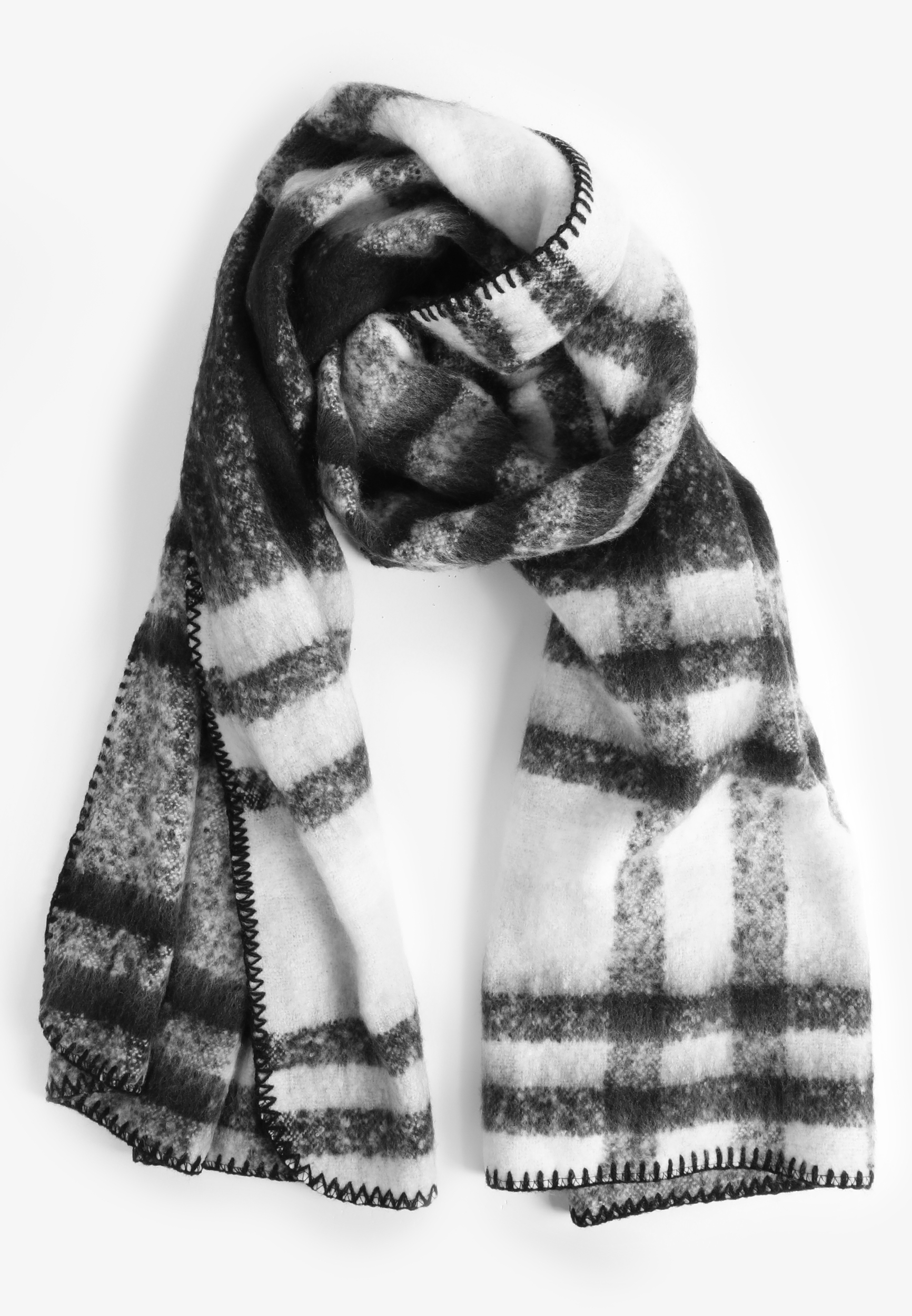 Whipstitched Plaid Scarf