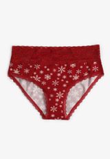 Simply Comfy Cotton Snowflake Print Hipster Panty, , small