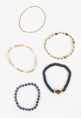 5 Pack Navy Beaded Stretch Bracelet Set, C1769, small