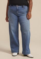 Plus Size m jeans by maurices&trade; High Rise Slant Pocket Wide Leg Jean, MEDIUM SANDBLAST, small