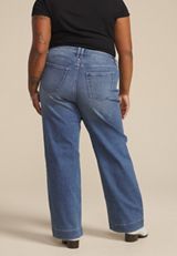 Plus Size m jeans by maurices&trade; High Rise Slant Pocket Wide Leg Jean, MEDIUM SANDBLAST, small