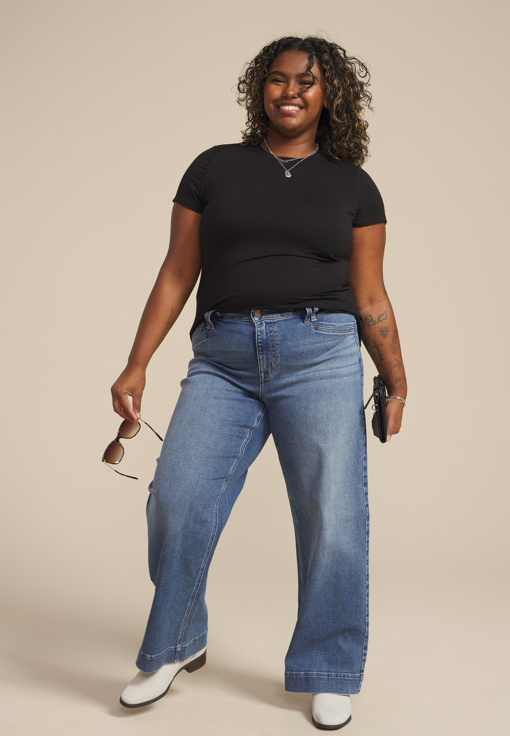 Plus Size m jeans by maurices™ High Rise Slant Pocket Wide Leg