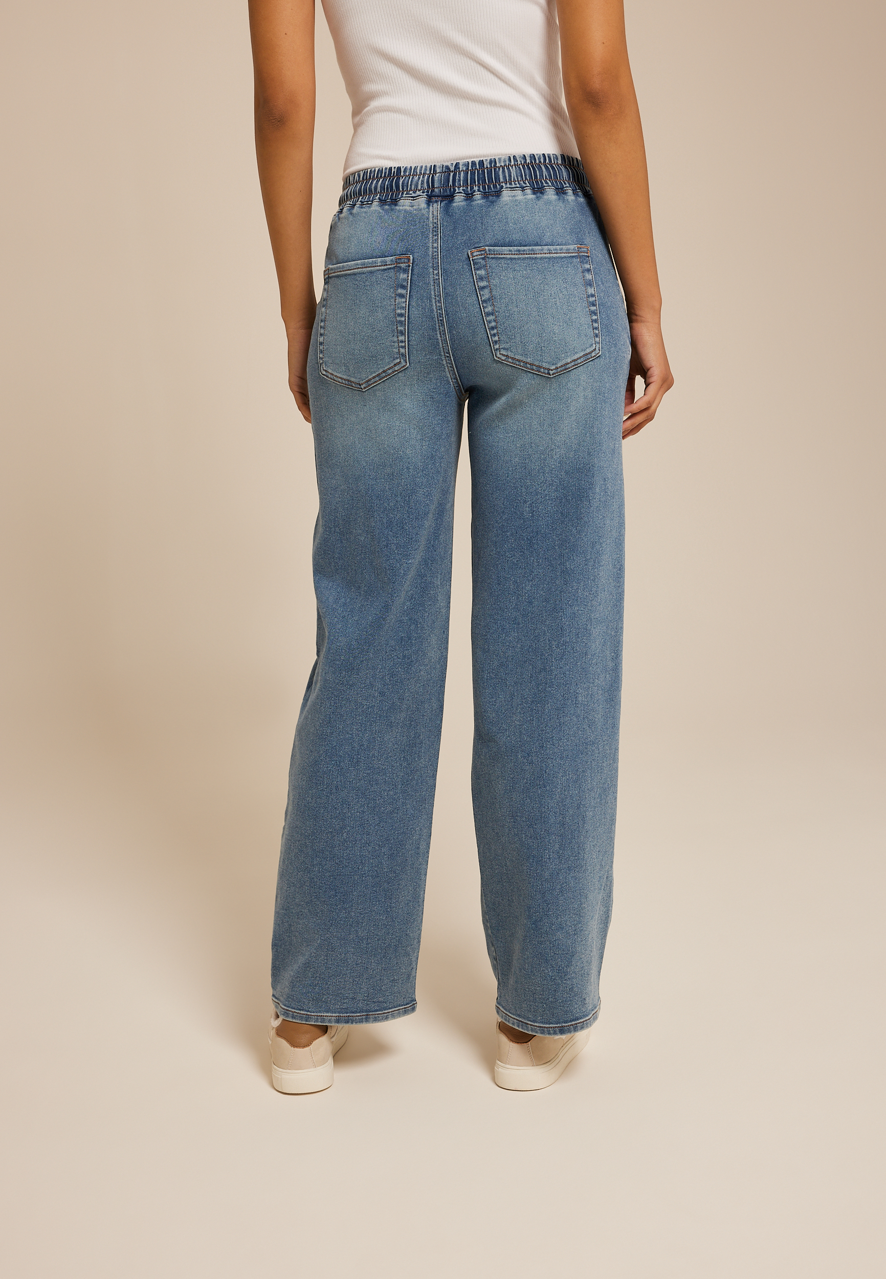 m jeans by maurices&trade; Medium Knit High Rise Pull On Wide Leg Jean, MEDIUM SANDBLAST, large