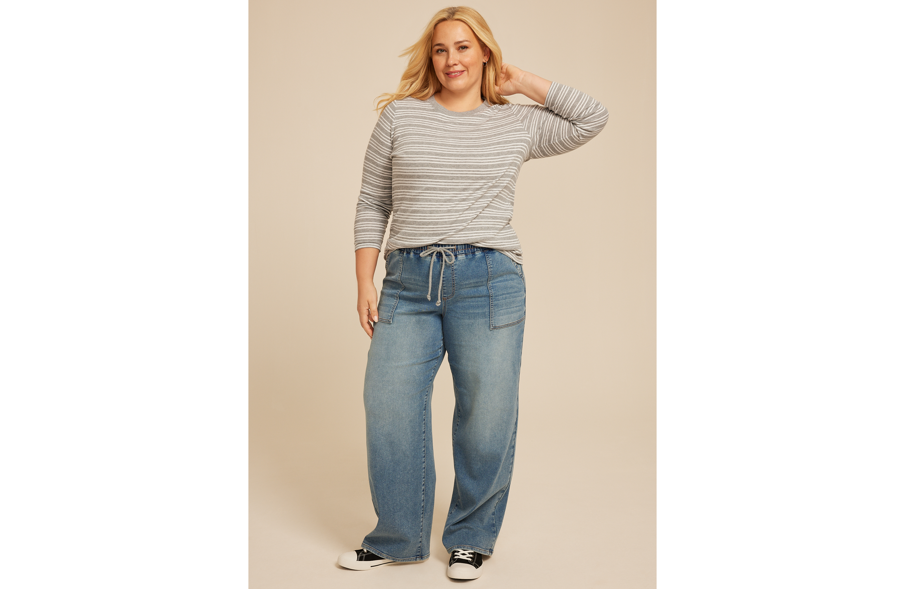 Plus m jeans by maurices™ Medium Knit High Rise Pull On Wide Leg Jean