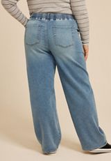 Plus Size m jeans by maurices&trade; Medium Knit High Rise Pull On Wide Leg Jean, C3337, small