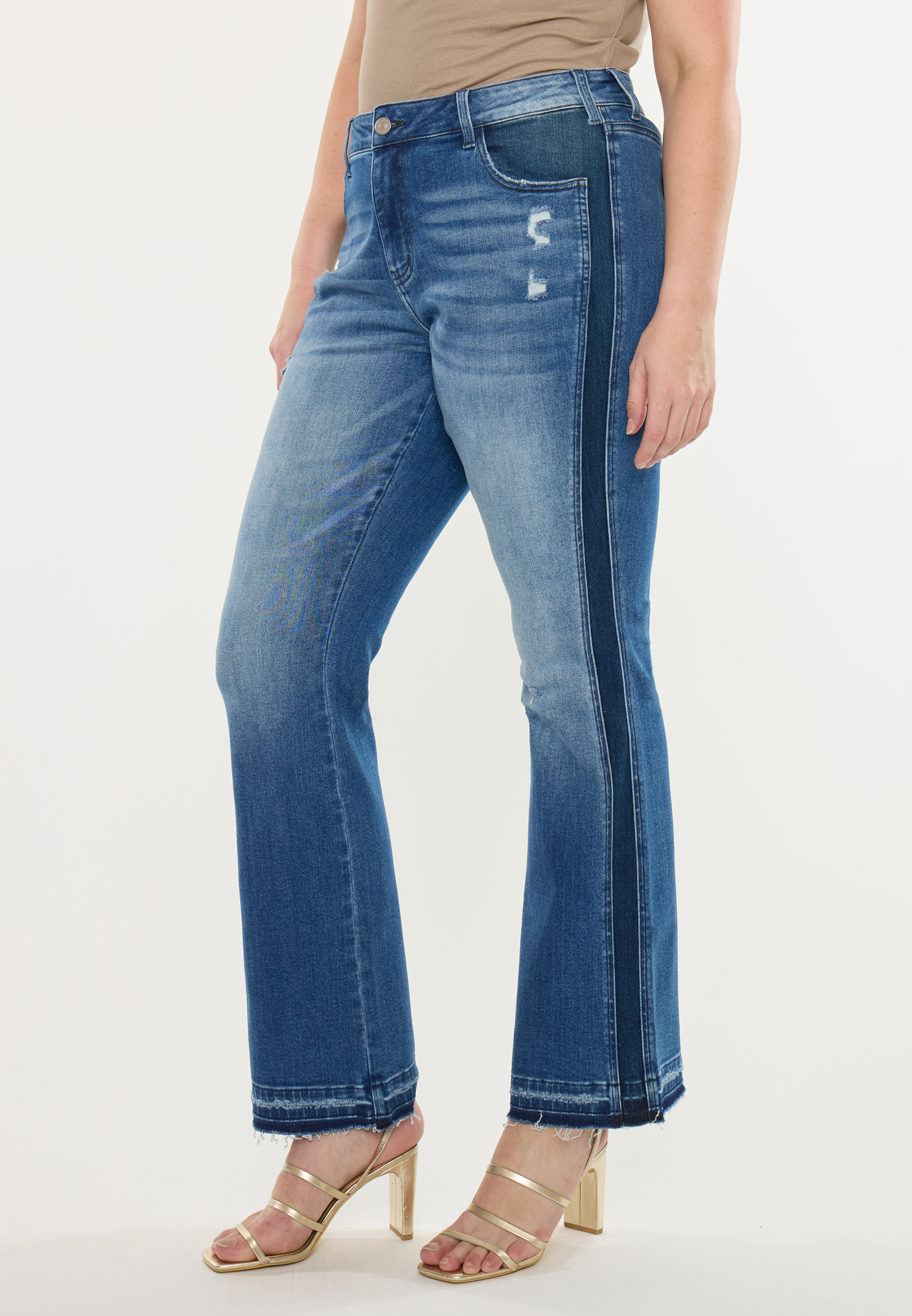 Plus Size KanCan&trade; High Rise Released Hem Inset Bootcut Jeans, DARK SANDBLAST, large