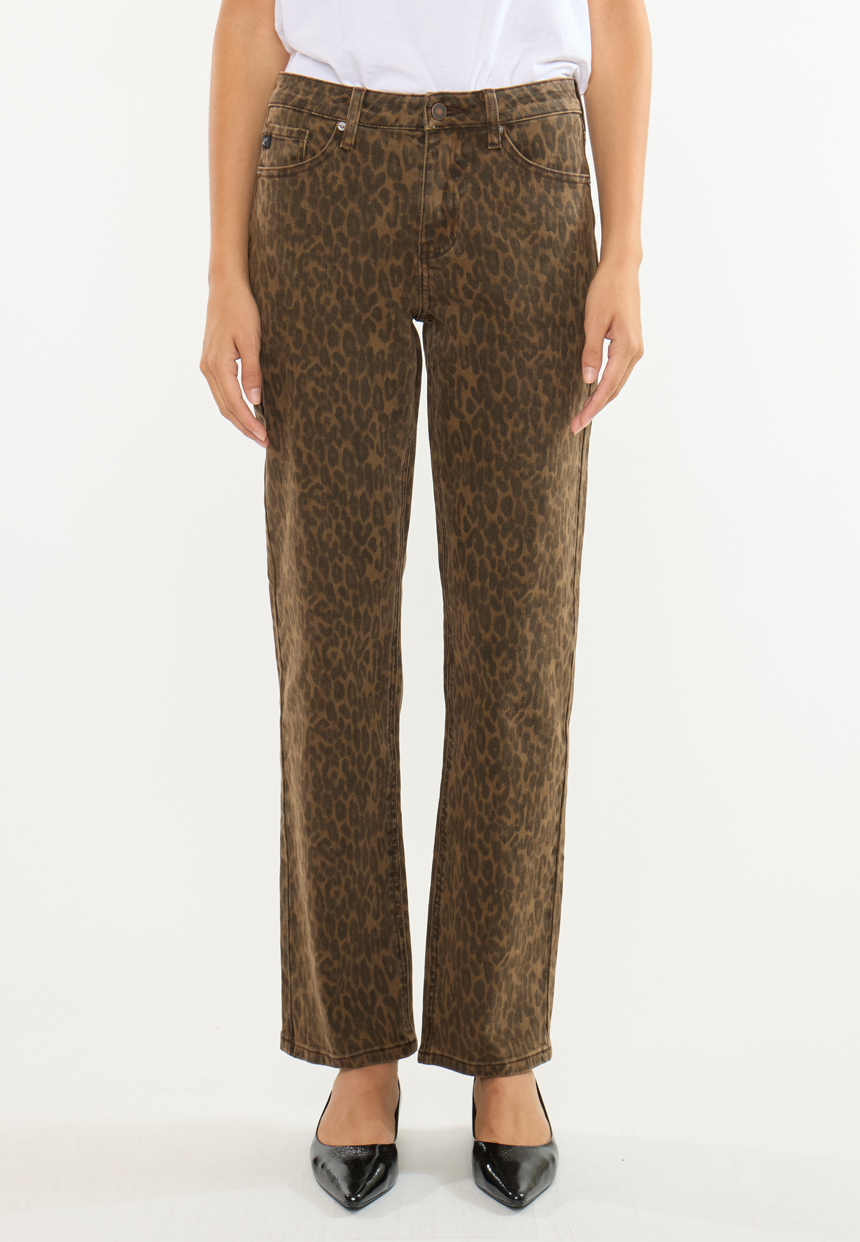 KanCan™ High Rise Leopard Print Straight Jean