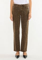 KanCan&trade; High Rise Leopard Print Straight Jean, BROWN COMBO, small