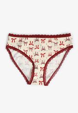 Simply Comfy Cotton Red Bow Bikini Panty, C4744, small