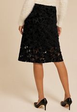 Studio Y Black Floral Lace High Rise Midi Skirt, , small