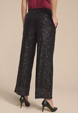 Studio Y Sequin High Rise Wide Leg Pant, BLACK, small