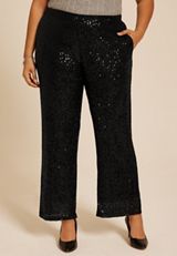 Plus Size Studio Y Sequin High Rise Wide Leg Pant, C106, small