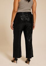 Plus Size Studio Y Sequin High Rise Wide Leg Pant, C106, small