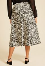 Plus Size Satin High Rise Midi Skirt, , small
