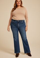 Plus Size Flying Monkey&trade; Dark High Rise Destructed Hem Slim Boot Jean, C258, small