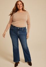 Plus Size Flying Monkey&trade; Dark High Rise Destructed Hem Slim Boot Jean, C258, small