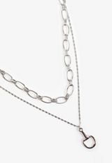 Silver Stirrup Pendant Layered Necklace, C431, small