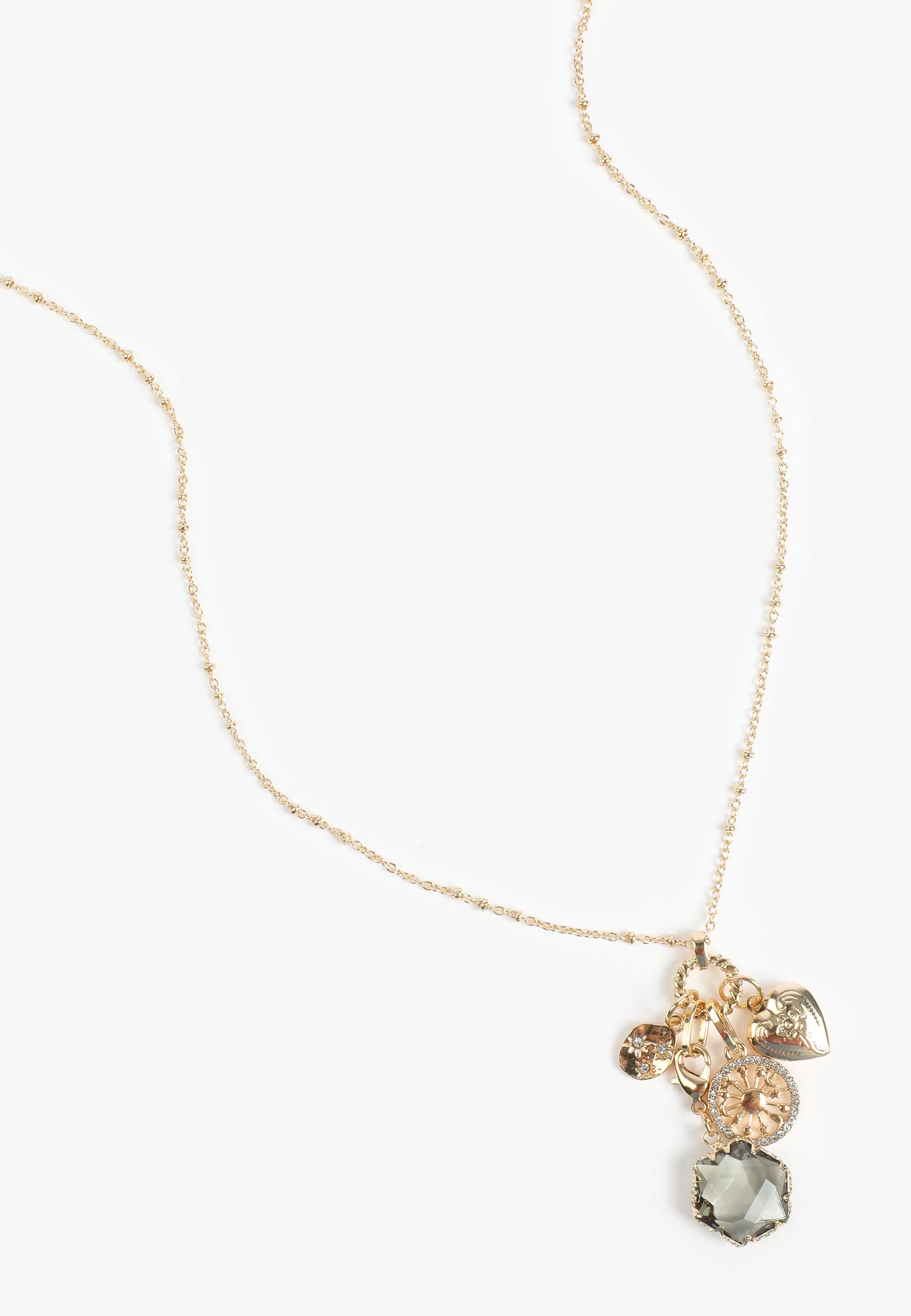 Gold Charm Cluster Necklace