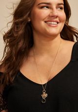 Gold Charm Cluster Necklace, C605, small