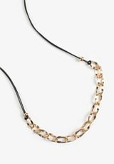 Black Cord And Gold Link Necklace, C677, small
