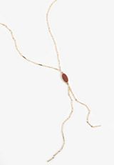 Faux Rust Oval Stone Pendant Y Necklace, C605, small