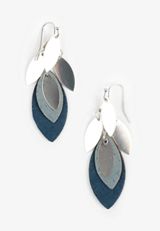 Silver And Blue Leaf Drop Earrings, C4599, small