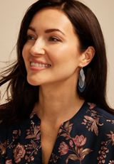 Silver And Blue Leaf Drop Earrings, C4599, small