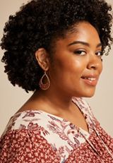 Gold And Burgundy Floral Cut Out Teardrop Earrings, C830, small