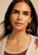 Butterscotch Floral Petal Cluster Drop Earrings, C2089, small