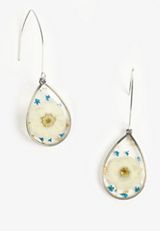 Blue And White Pressed Floral Teardrop Earrings, C431, small