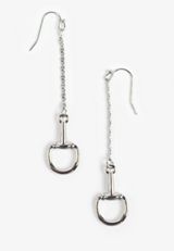 Silver Stirrup Drop Earrings, SILVER, small