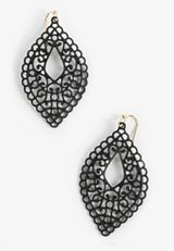 Matte Black Filigree Drop Earrings, C106, small