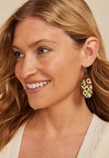 Sunflower Painted Wooden Drop Earrings, C1524, small