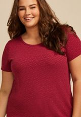 Plus Size 24/7 Textured Kennedy Crew Neck Tee, CRANBERRY WINE, small