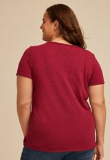 Plus Size 24/7 Textured Kennedy Crew Neck Tee, CRANBERRY WINE, small