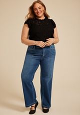 Plus Size Flying Monkey&trade; Dark High Rise Wide Leg Jean, DARK SANDBLAST, small