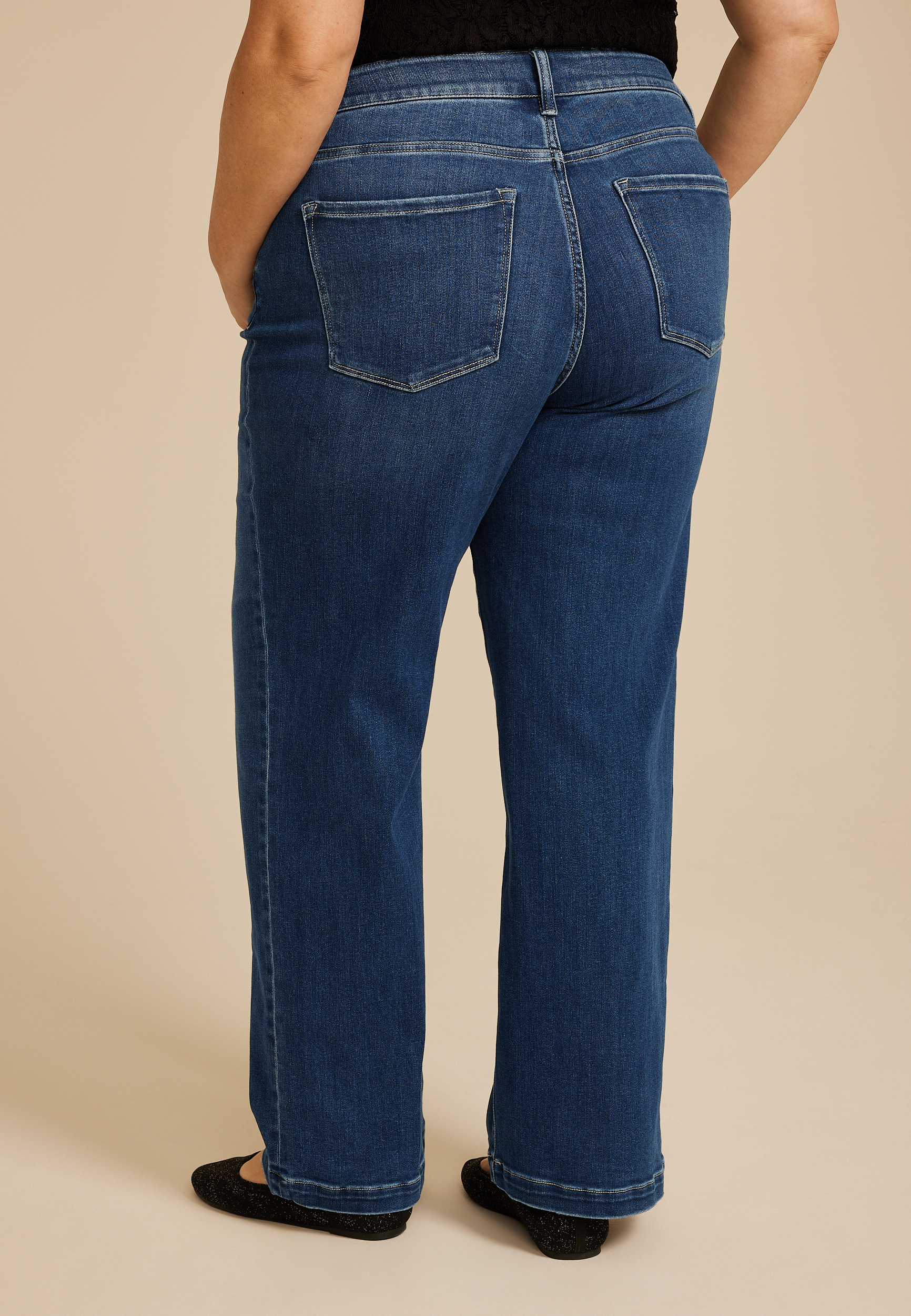 Plus Size Flying Monkey&trade; Dark High Rise Wide Leg Jean, DARK SANDBLAST, large