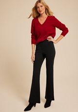 Ponte Pull On High Rise Flare Pant, BLACK, small