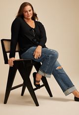 Plus Size Double Front Tie Cardigan, C106, small