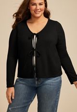 Plus Size Double Front Tie Cardigan, C106, small