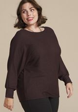 Plus Size 24/7 Dakota Horizontal Ribbed Dolman, MAPLE, small