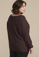Plus Size 24/7 Dakota Horizontal Ribbed Dolman, MAPLE, small