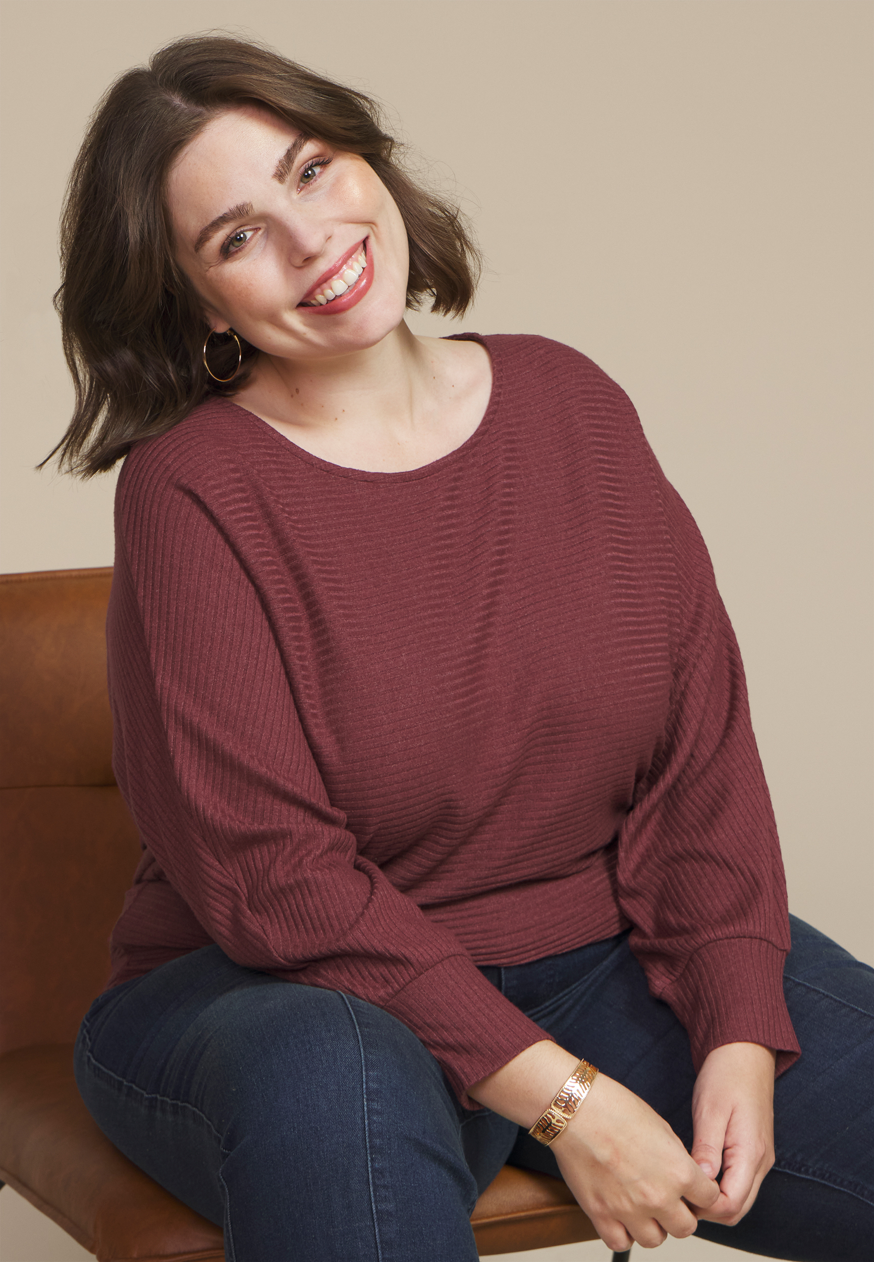 Plus Size 24/7 Dakota Horizontal Seam Dolman