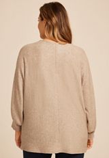 Plus Size 24/7 Dakota Metallic Horizontal Ribbed Dolman, , small