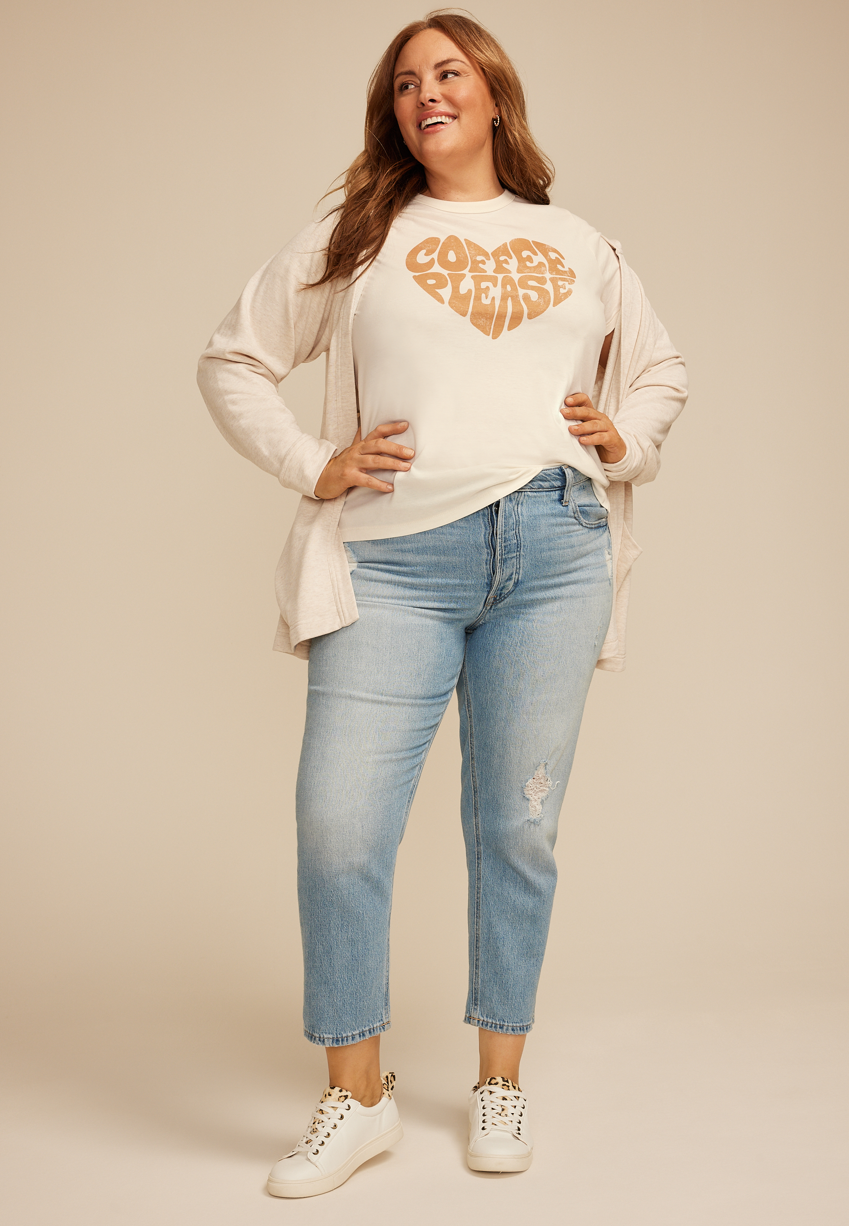 Plus Size Coffee Please Classic Fit Graphic Tee, , large