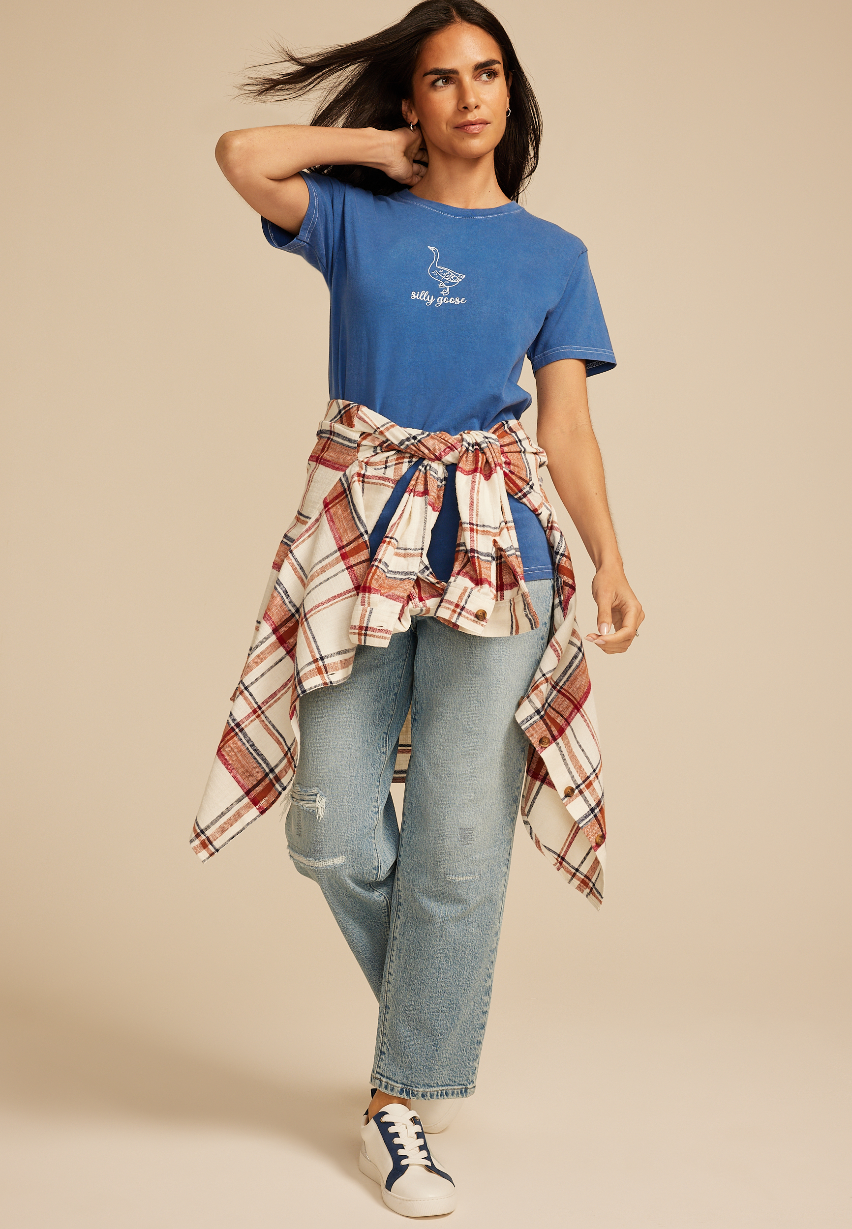 Silly Goose Relaxed Graphic Tee, BLUE, large