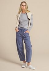 24/7 Striped Ada Ribbed Long Sleeve Tee, LIGHT HEATHER GRAY COMBO, small