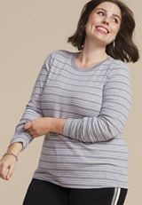 Plus Size 24/7 Striped Ada Ribbed Long Sleeve Tee, C2823, small