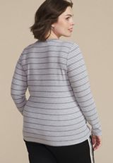 Plus Size 24/7 Striped Ada Ribbed Long Sleeve Tee, C2823, small