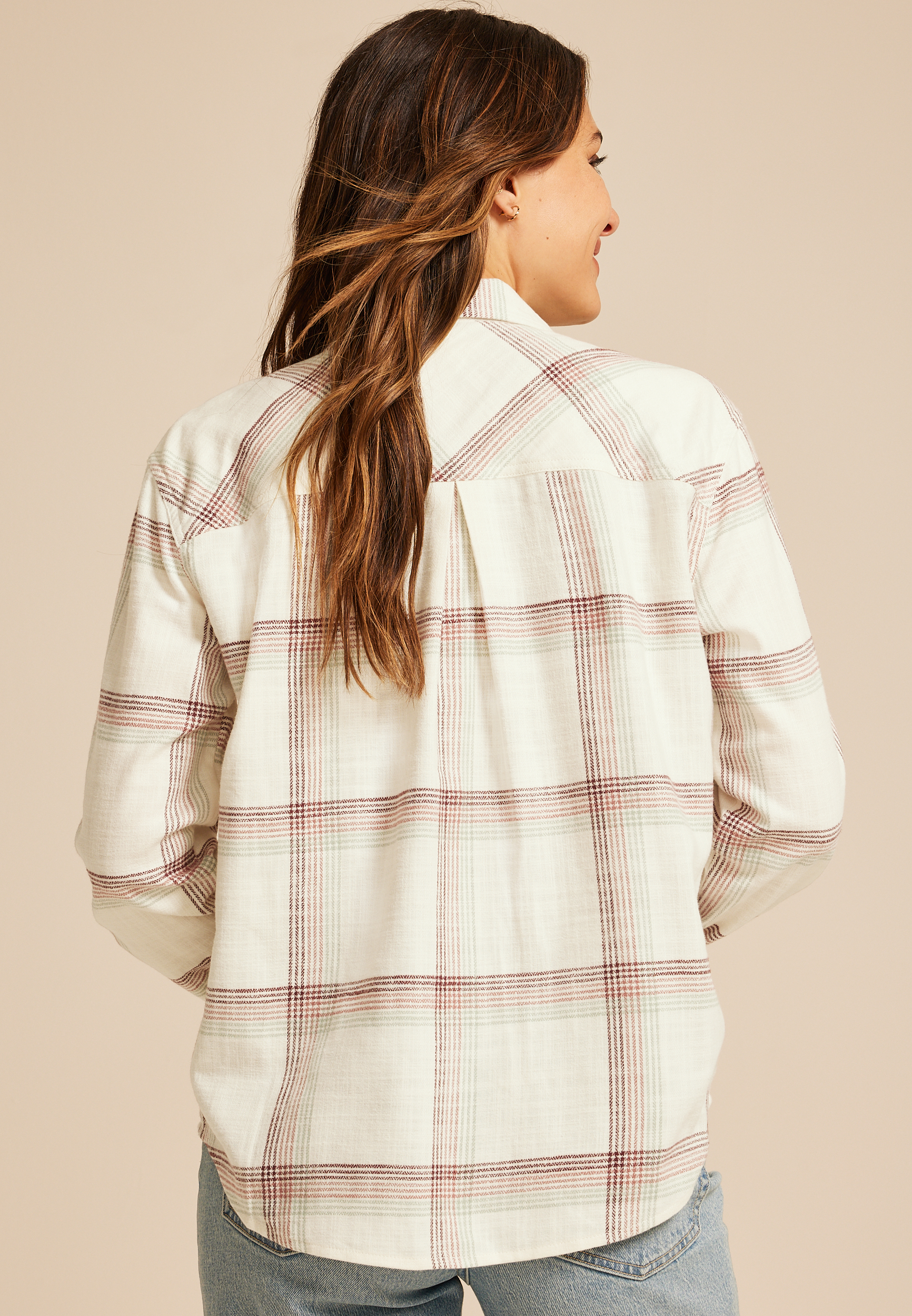 Shorty Utility Plaid Button Down Shirt, C2867, large